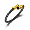 Yellow gold leather bracelet