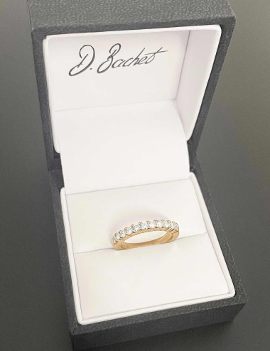 Yellow gold prong set diamond wedding ring for women
