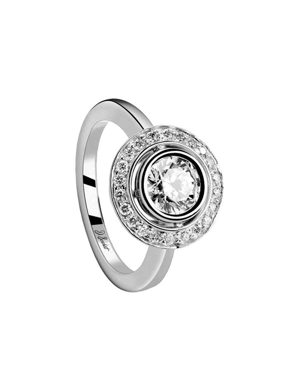 Stunning 1 ct white diamond entourage ring in platinum, halo setting - click to discover