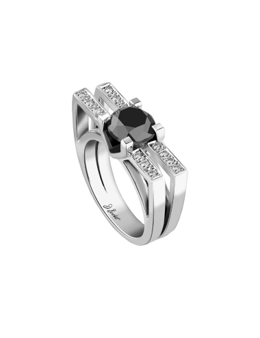 Pour les femmes en quête d'une bague unique et moderne sertie d'un diamant noir de 2 carats