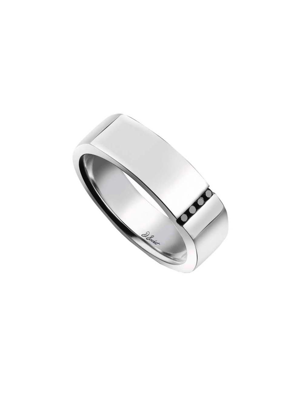 Spirit: Men's platinum signet ring with black diamonds, crafted with French expertise.