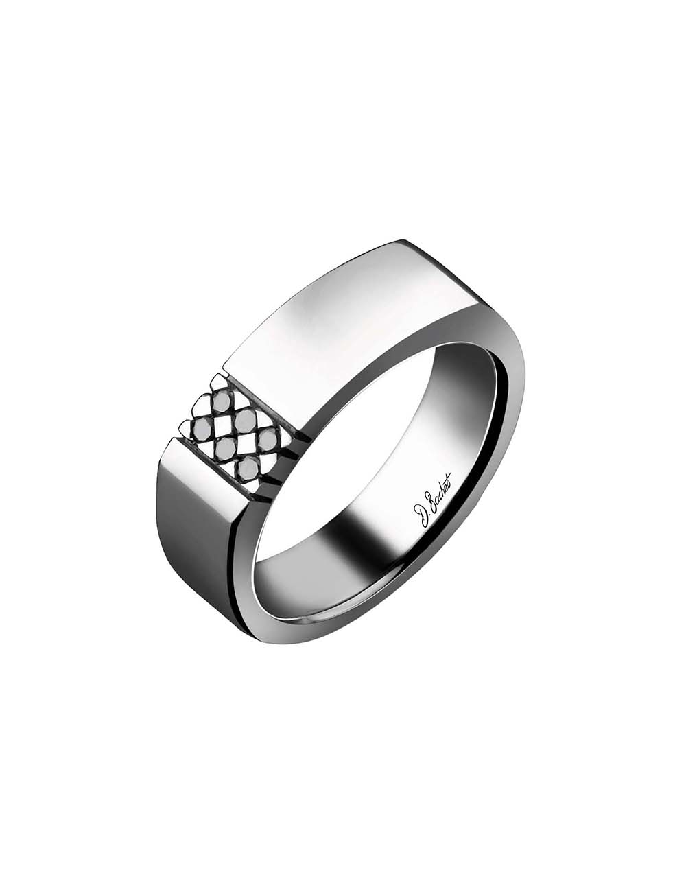 Luxury signet ring for men in black diamonds