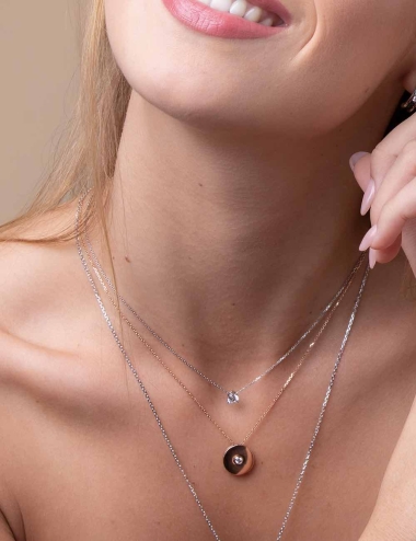 Luxury pendant for women in white diamond to wear alone or stacked with others necklaces