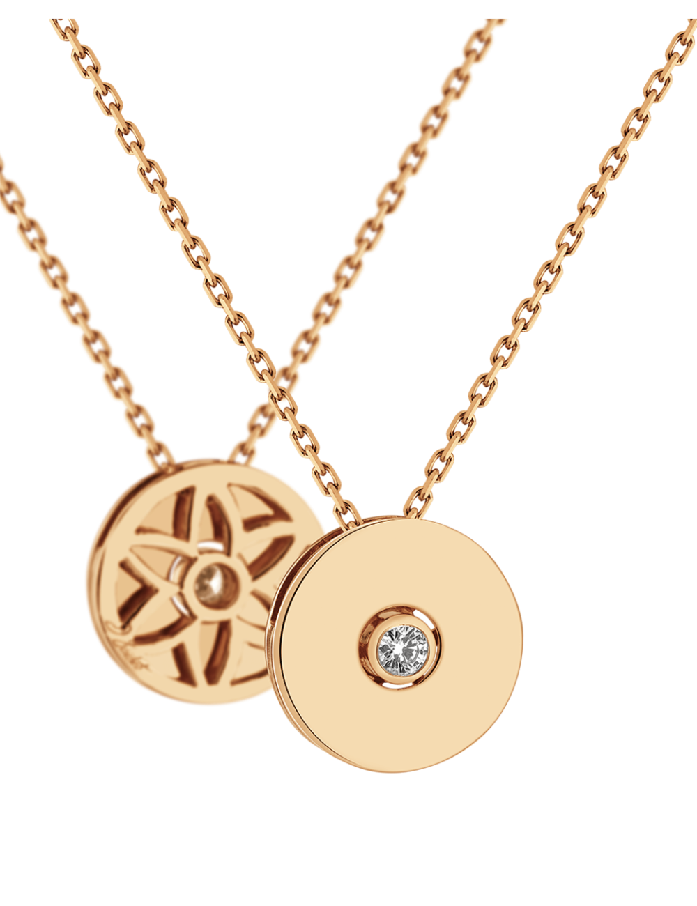 Life Flower women's necklace in yellow gold and white diamond - Mystical Charm.