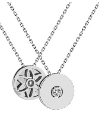 The perfect jewelry gift : a necklace with a flower of life in white gold and white diamond