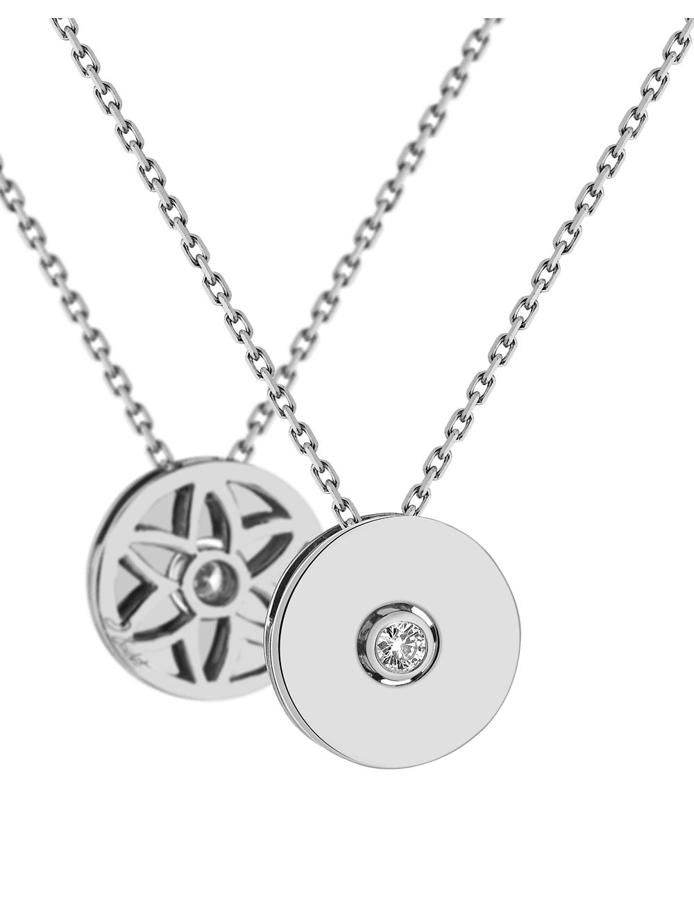 The perfect jewelry gift : a necklace with a flower of life in white gold and white diamond