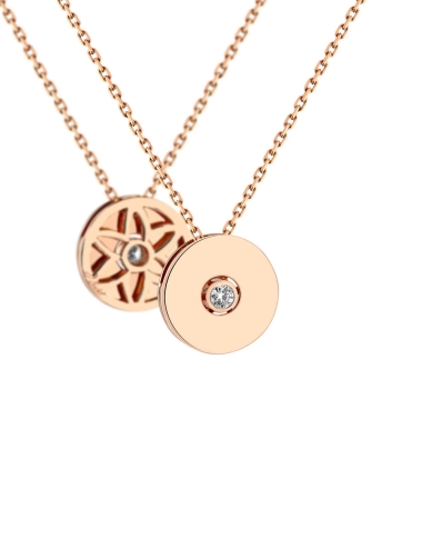 Luxury necklace for women in rose gold and white diamond with flower of life