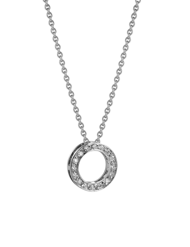 Collier de luxe pour femme en forme de cercle en or blanc serti de diamants blancs qualité FVS