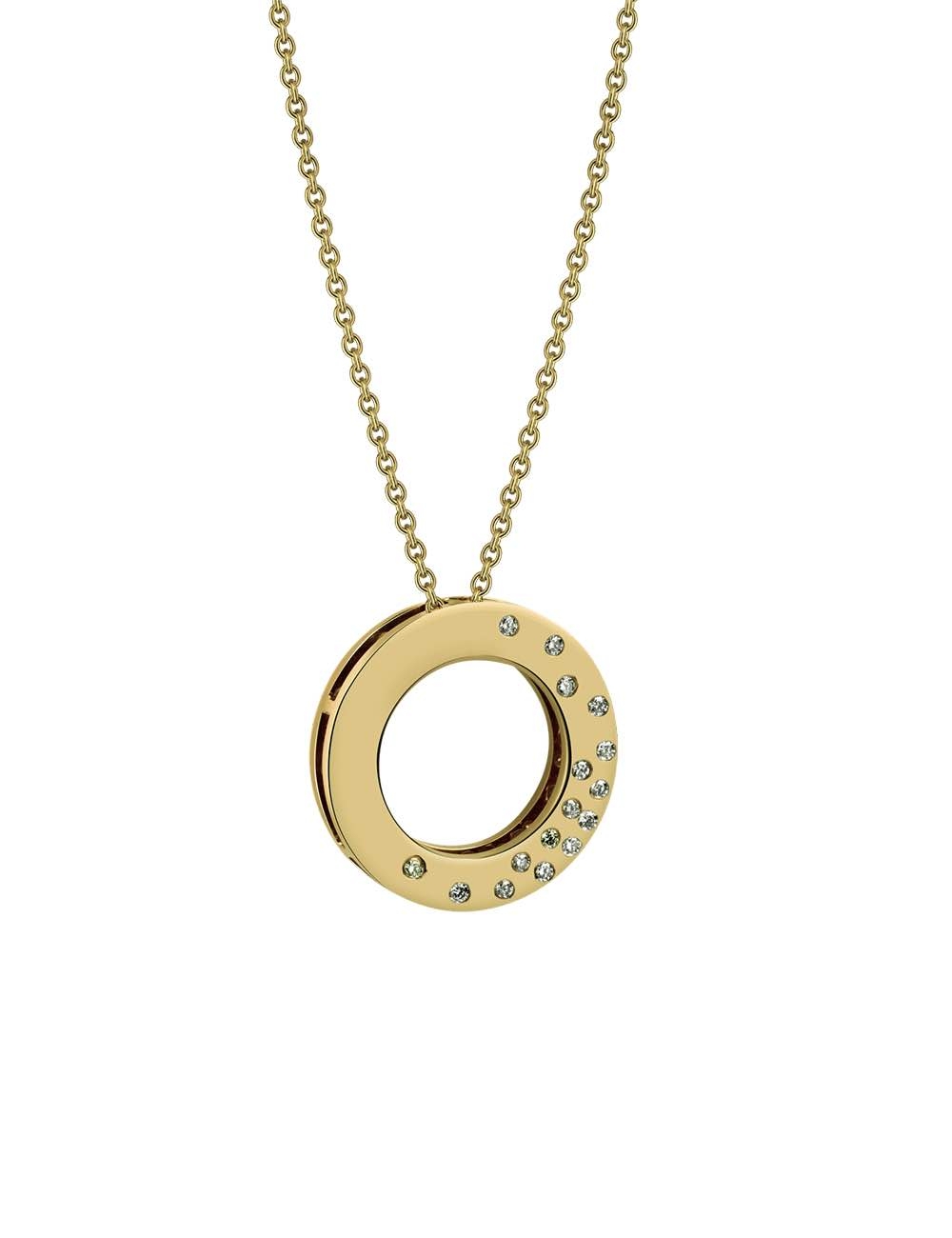 Women's necklace in yellow gold and few white diamonds to wear everyday.