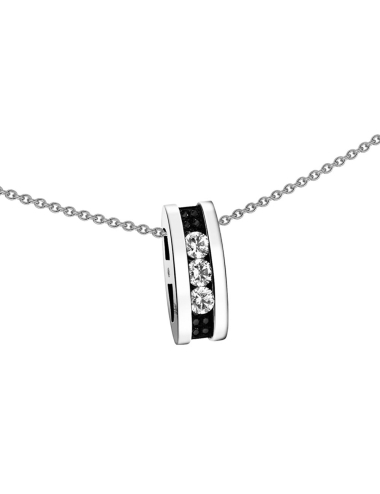 Maison D.Bachet - Pendentif homme Sense of Light, en or blanc et diamants  noirs. Luxe subtil, découvrez des colliers homme sertis de diamants noirs,  au design élégant et moderne, chacun dans un