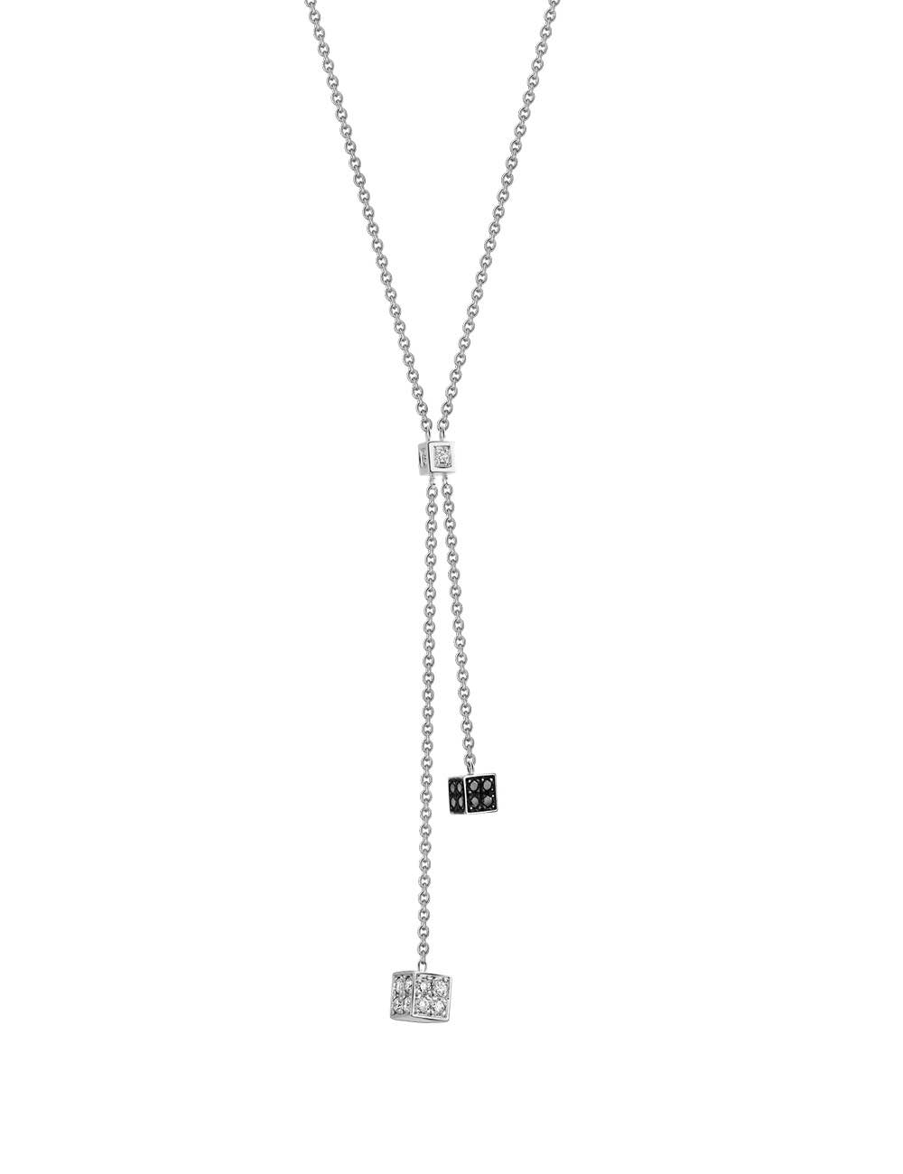 Contemporary and unique necklace for women in gold 18k and white and black diamonds