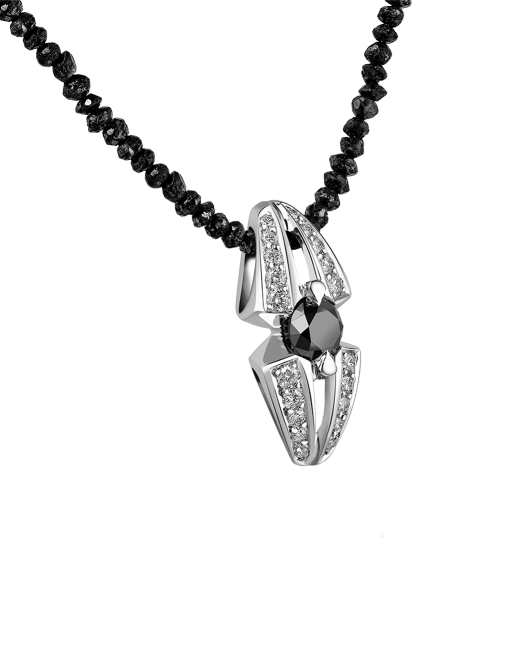 Necklace for women original and modern set with a black diamond AAA quality and white diamonds