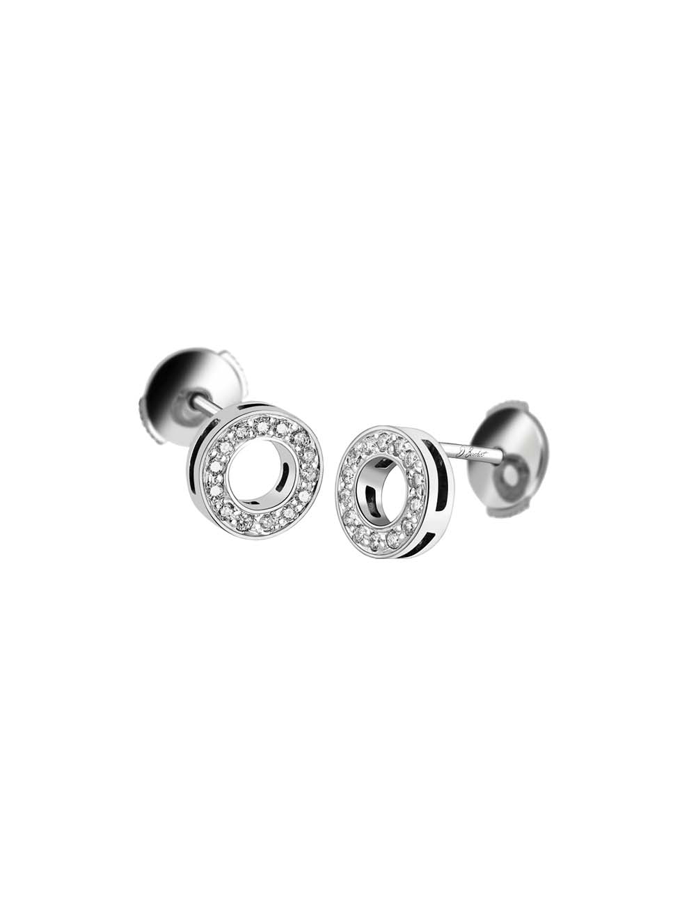 Women's circle earrings in 18k gold and white diamonds