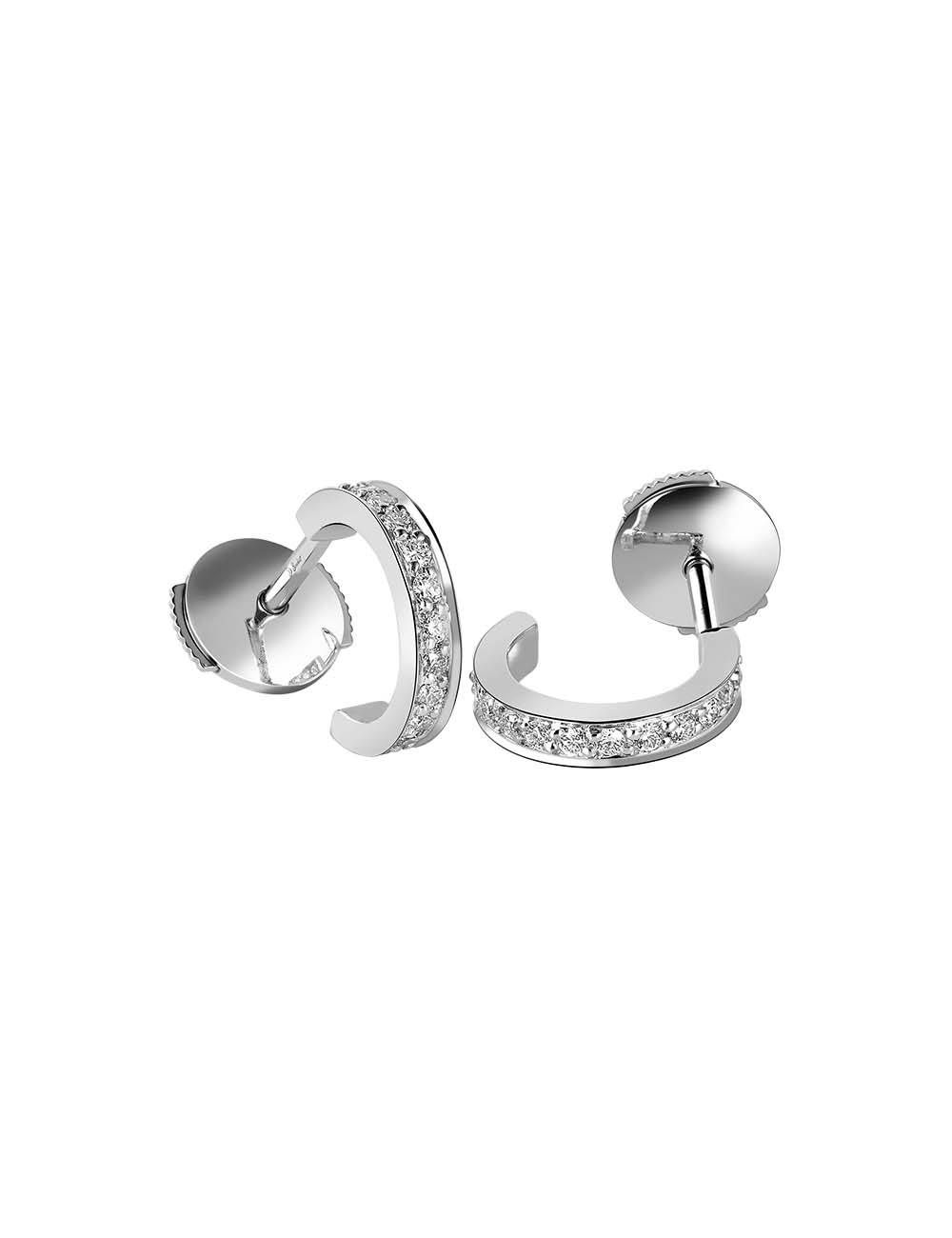 Half hoop earrings for women in 750 gold and white diamonds to wear every day