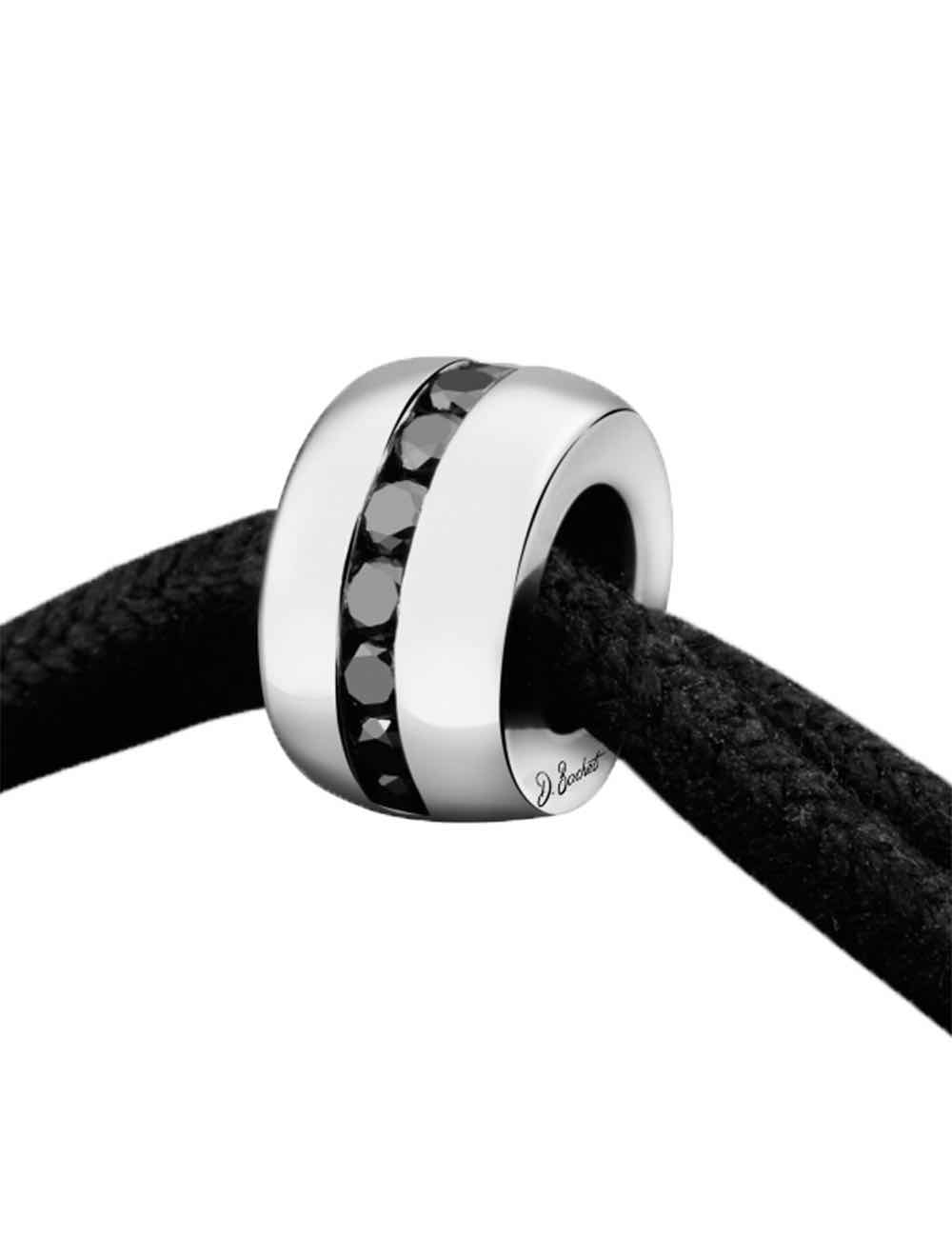 Bracelet homme en or blanc et diamants noirs avec noeuds coulissants à porter tous les jours