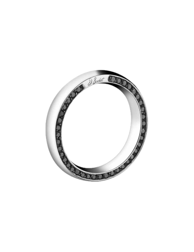 Modern and unique wedding ring for both women and men set on both sides with white diamonds and black diamonds