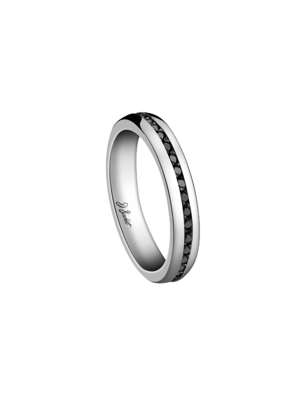 A men's wedding ring that combines tradition and modernity handset with black diamonds