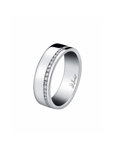 In platinum, rose gold or yellow gold, graphic and modern, a powerful and dazzling wedding band