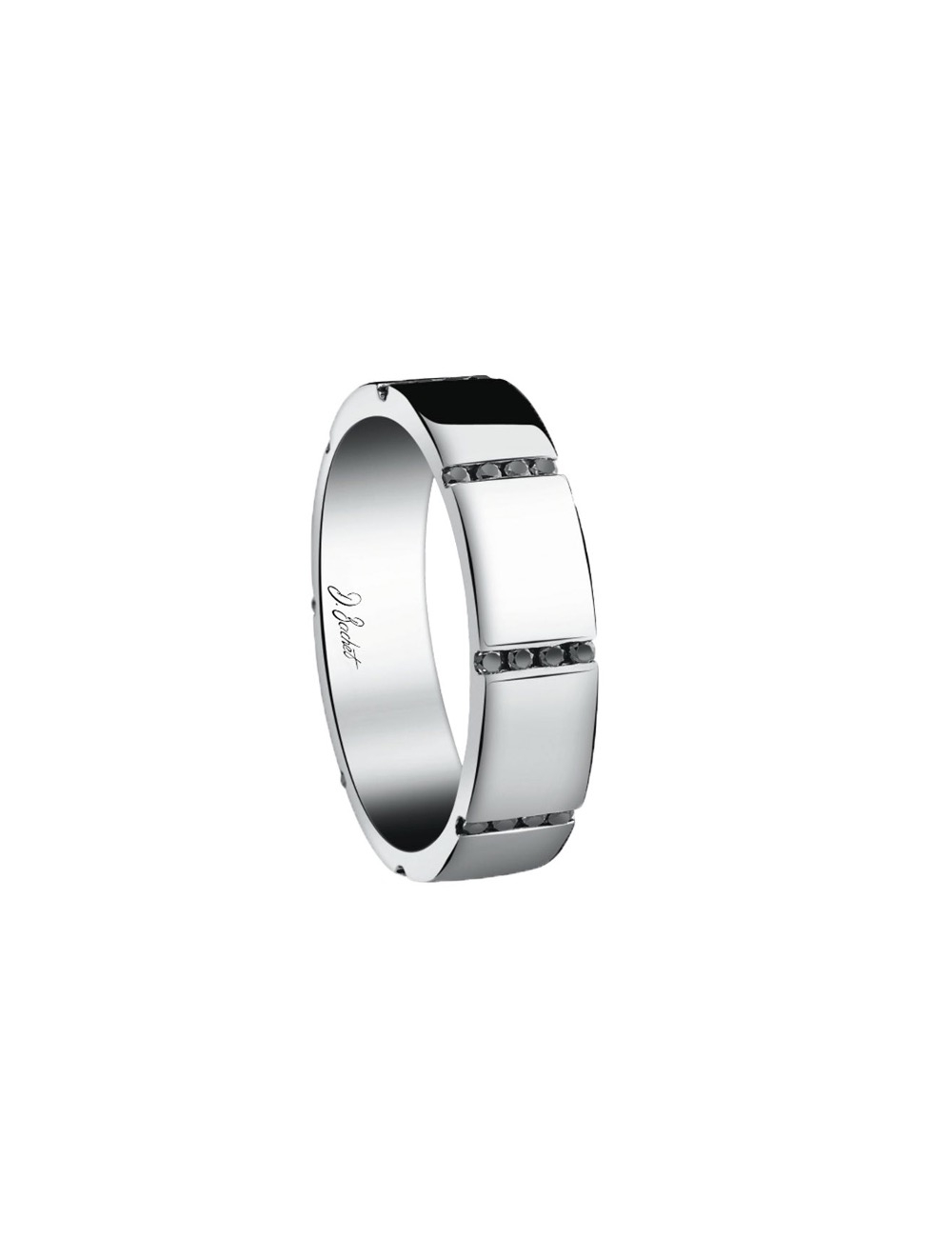 For men looking for a more original and modern style, a wedding band in platinum and black diamonds.