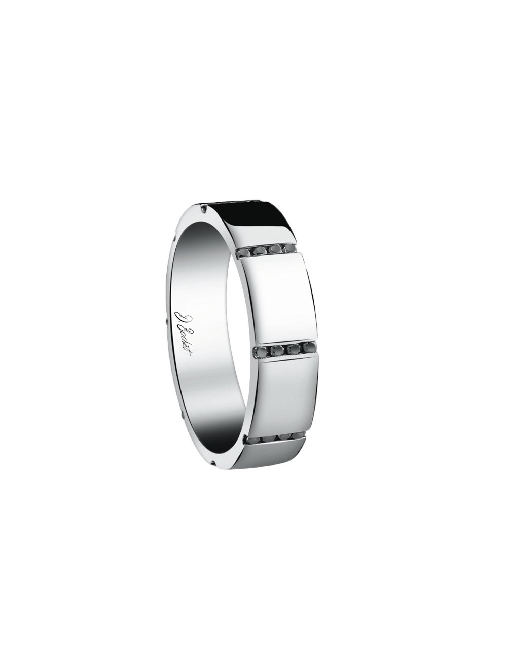 For men looking for a more modern style, a wedding band in platinum and black diamonds For men looking for a more modern style, a wedding band in platinum and black diamonds
