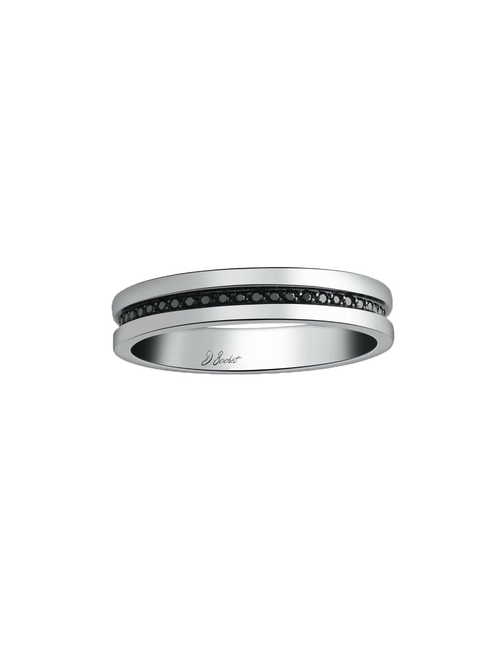 Eternity wedding band for men in platinum and black diamonds, for a timeless elegance