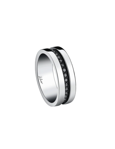 A luxury men's wedding band in black diamonds with an elegant masculinity.