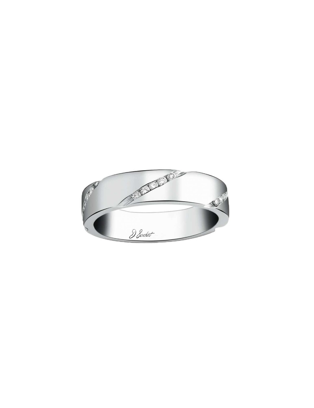 Graphic white diamond women's wedding band, available in platinum, yellow/rose gold, also in black diamonds.