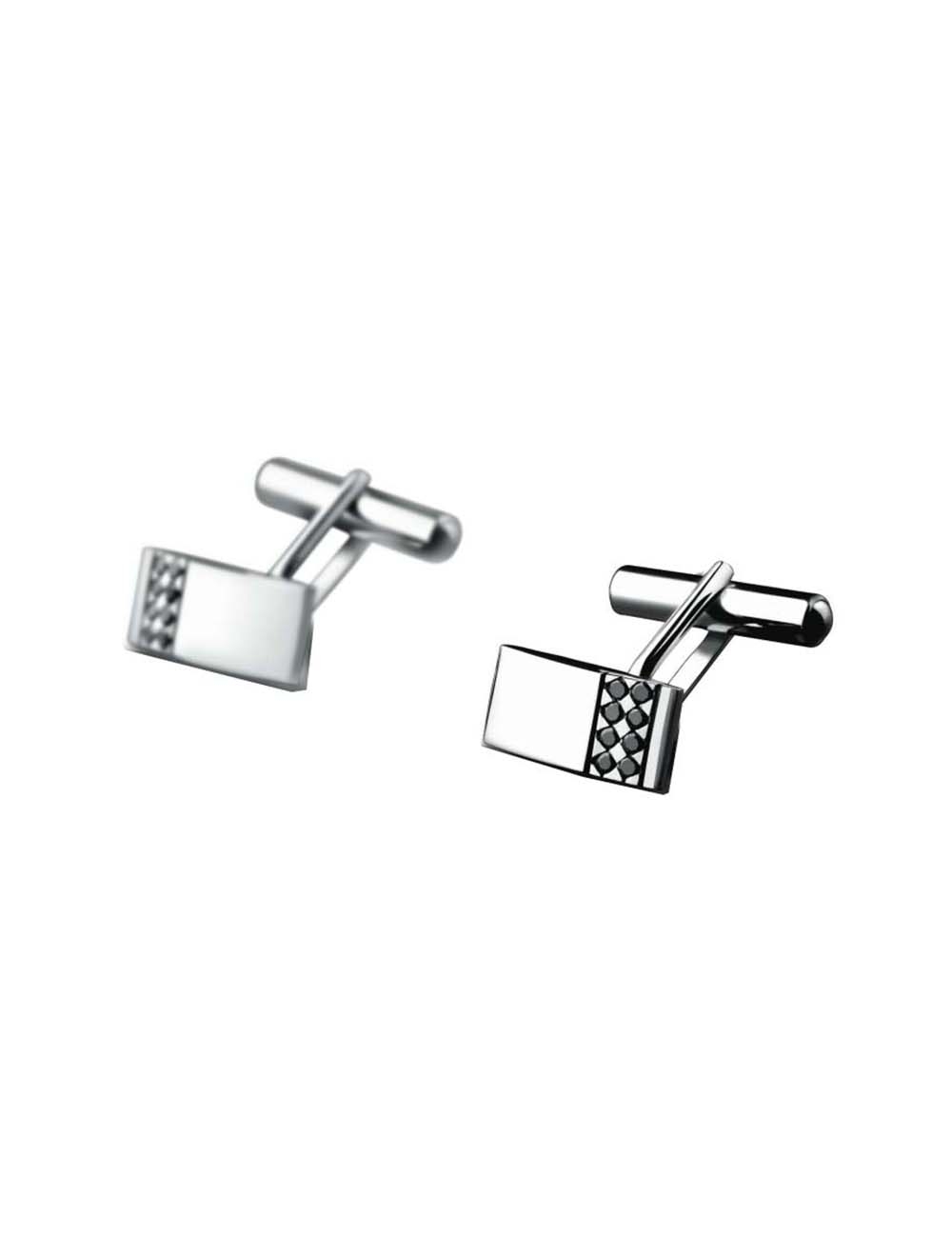 Boutons de manchette or et diamants noirs Dandy, création joaillière sophistiquée pour un style unique.