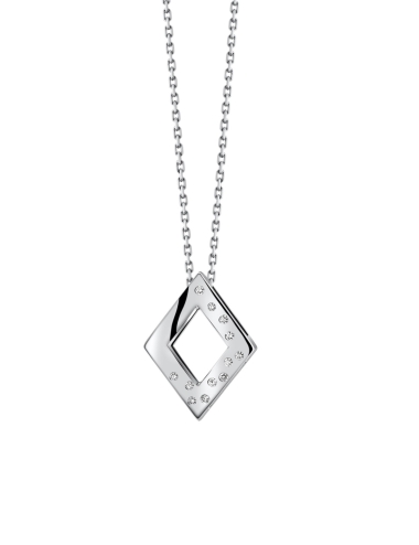 Un collier pour femme en or et diamants blancs moderne et délicat