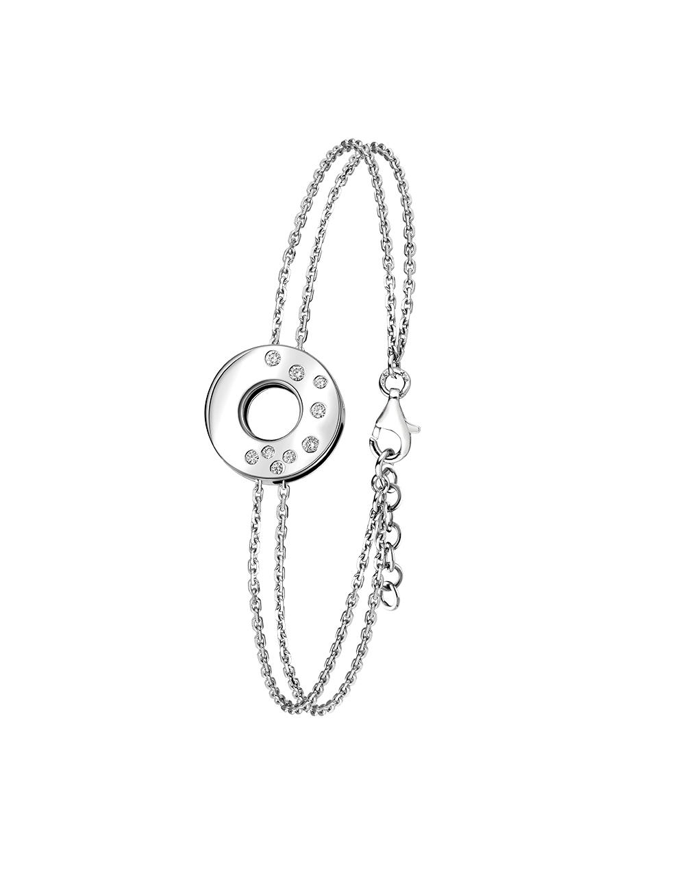 Handmade bracelet for women in gold and set with white diamonds for a dazzling effect Handmade bracelet for women in gold and set with white diamonds for a dazzling effect