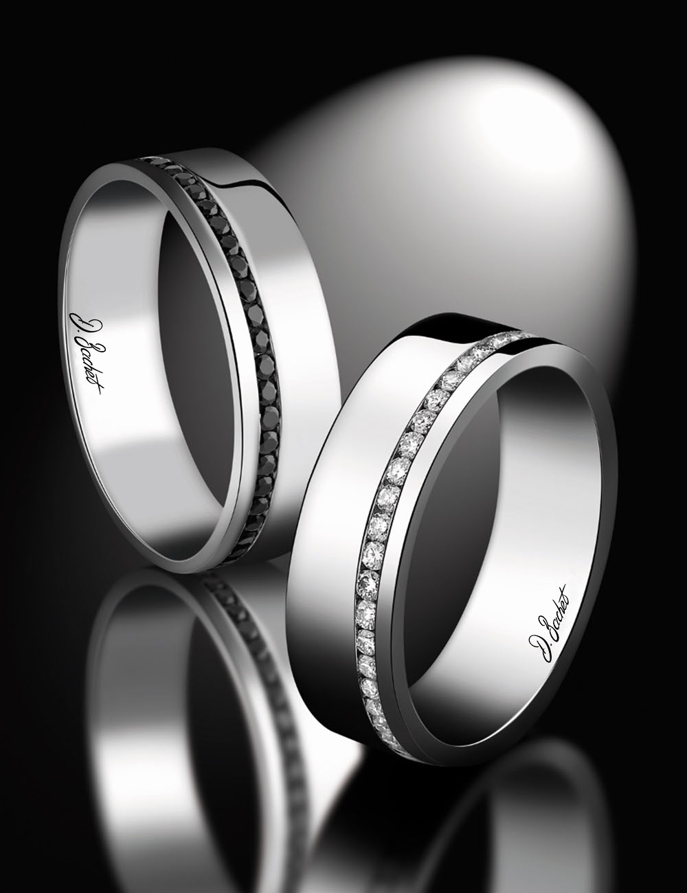 Unique 6mm wide wedding band breaking tradition with a powerful, luminous design, perfect for daily wear.