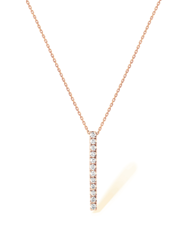 Each Diamond Tells a Tale: Women's rose gold bar pendant with 12 white diamonds.