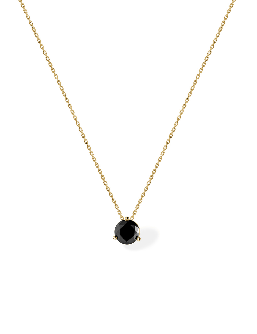 Pendentif diamant noir 1 carat or jaune, création de joaillerie artisanale française.