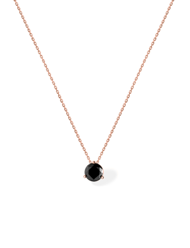 Pendentif solitaire BlackLight en or rose et diamant noir 1 carat, packshot fond blanc.