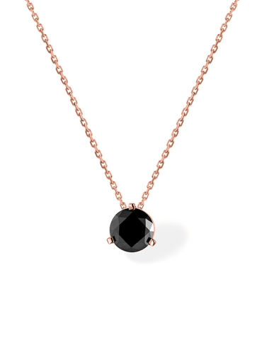 Pendentif solitaire BlackLight en or rose et diamant noir 1 carat, packshot fond blanc.