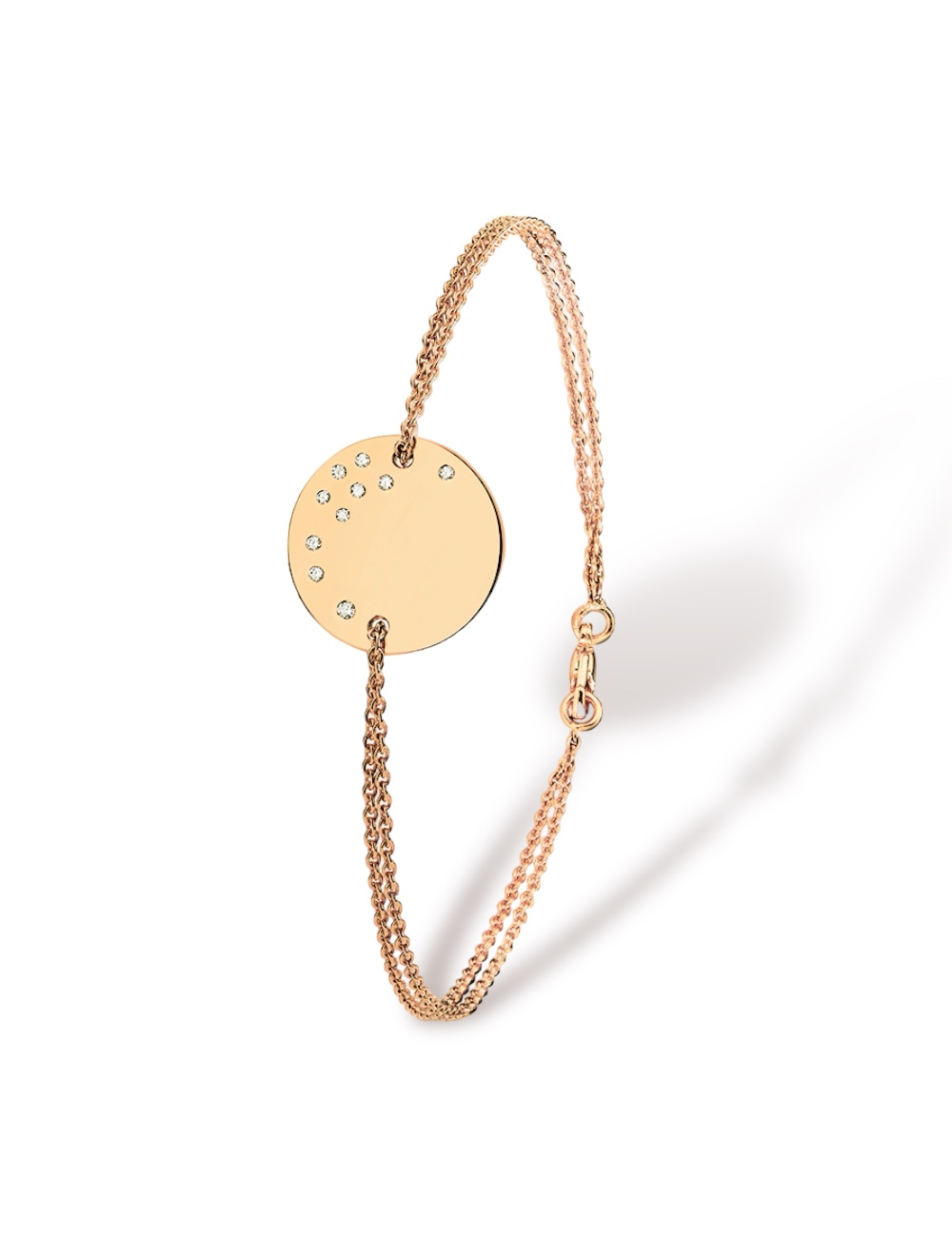 Bracelet médaillon en or rose pour femmes avec diamants blancs, idéal pour offrir ou pour se faire plaisir.