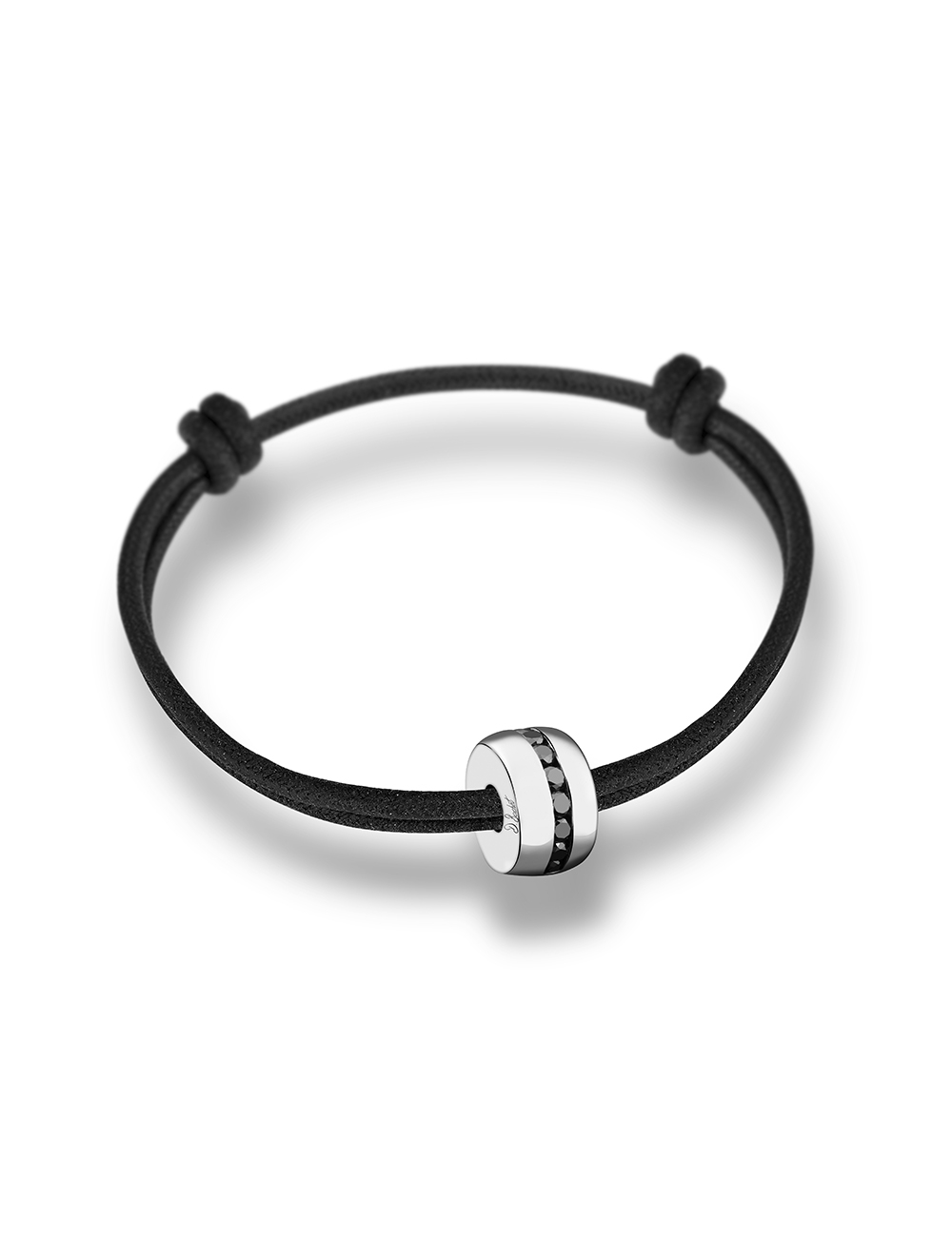 Men's bracelet in white gold 18k and black diamonds with sliding knots to wear every day