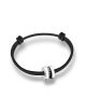 Bracelet for men on an adjustable black cord with sliding knots, in 18k gold and black diamonds