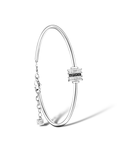 Bracelet jonc femme diamants noirs et blancs : un symbole d'amour éternel.