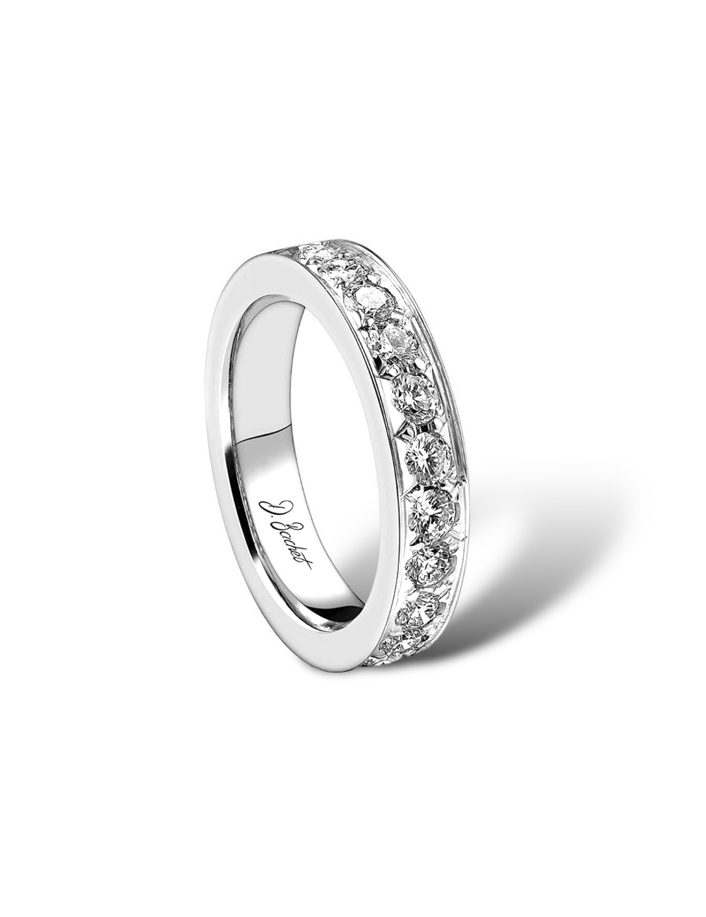 D.Bachet women's half-eternity band in platinum/gold, set with 11 FVS white diamonds, timeless elegance, French craftsmanship