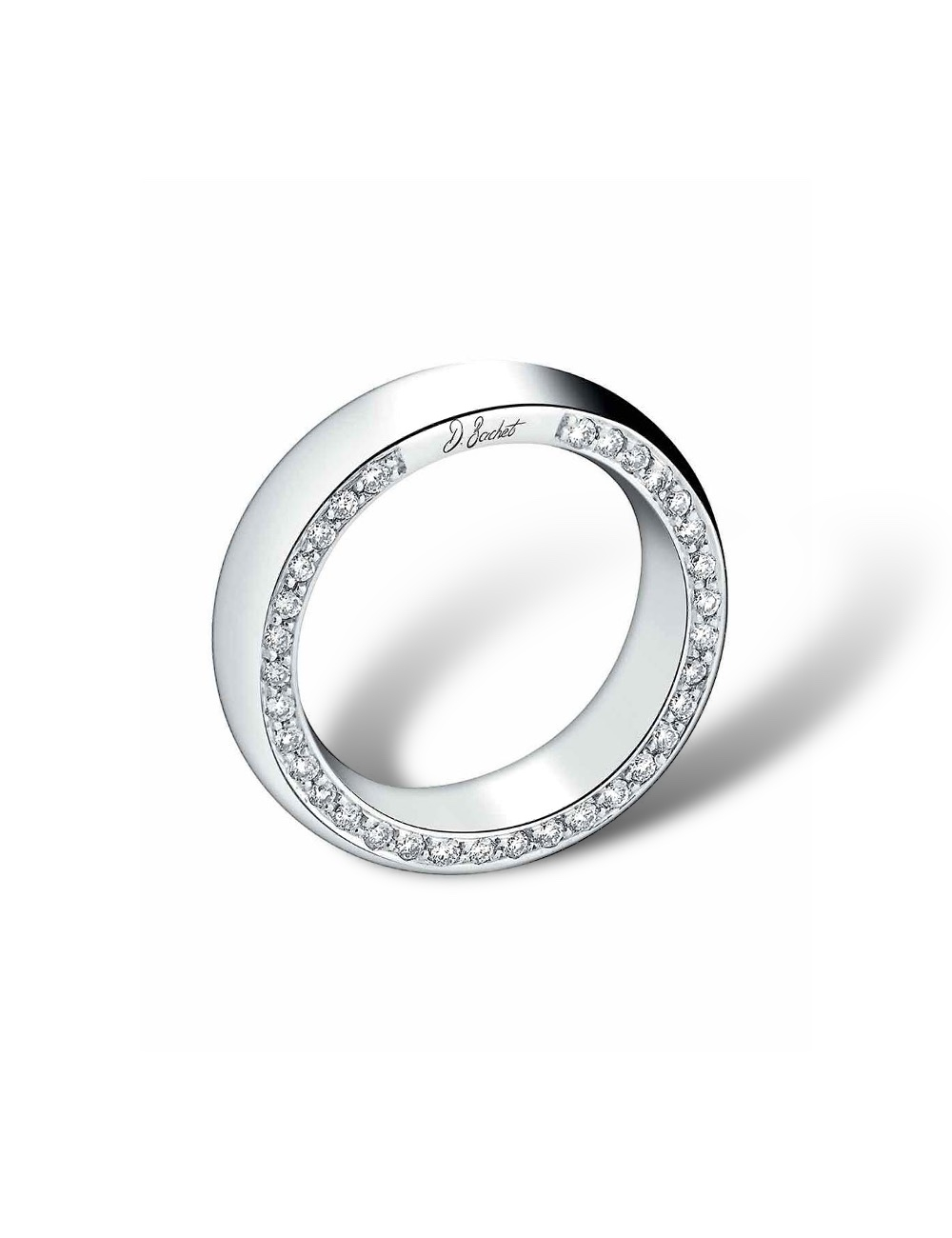 Jewelry creation 'Subtile', platinum ring with the option of diamonds on one or both sides, for men and women.