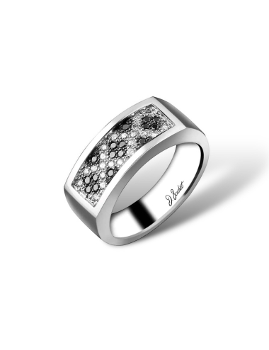 Chevalière 'Épicurien' Art déco avec 38 diamants, bijou homme qui combine design raffiné et élégance moderne.
