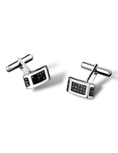 18k white gold cufflinks, each with black diamonds