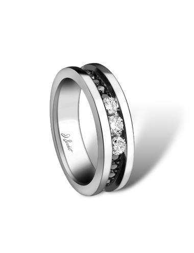 D.Bachet Trilogy Collection women's jewelry: symbol of eternal love, sparkling white diamonds set against black diamonds.