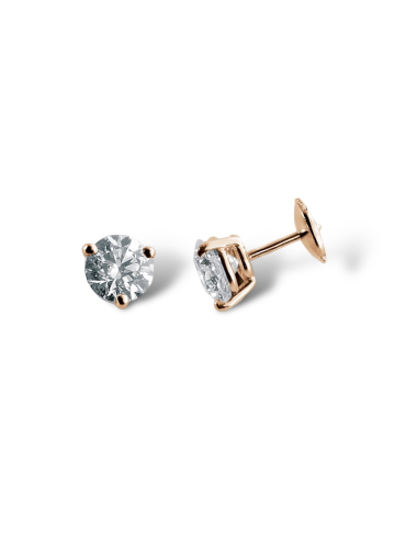 Boucles d'oreilles diamant 0.15 carat en or rose, fusion de luxe et sophistication.