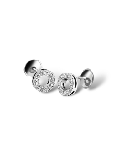 Boucles d'oreilles Cercle Daylight de D.Bachet : Or blanc, jaune ou rose, diamants blancs scintillants, élégance intemporelle.