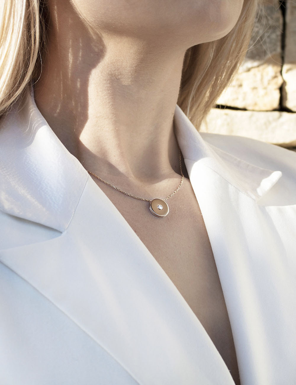 Unique Monade women's gold and diamond necklace - Refined Spiritual Elegance.