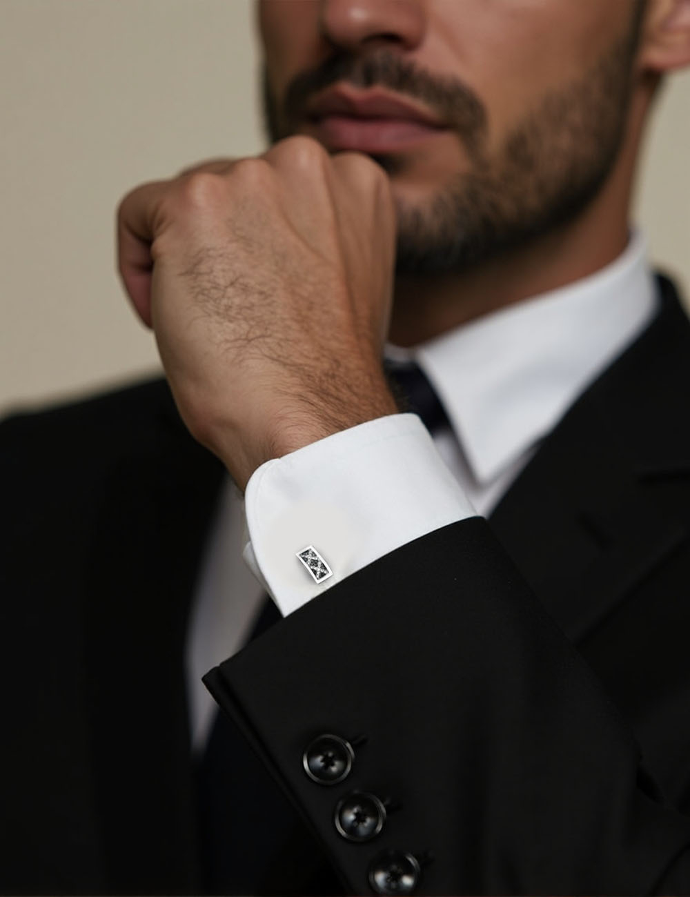 Boutons De Manchette Noirs Homme - Design Nœud, Cuivre Poli - Pour Mariage, Cérémonie, Cadeau élégant