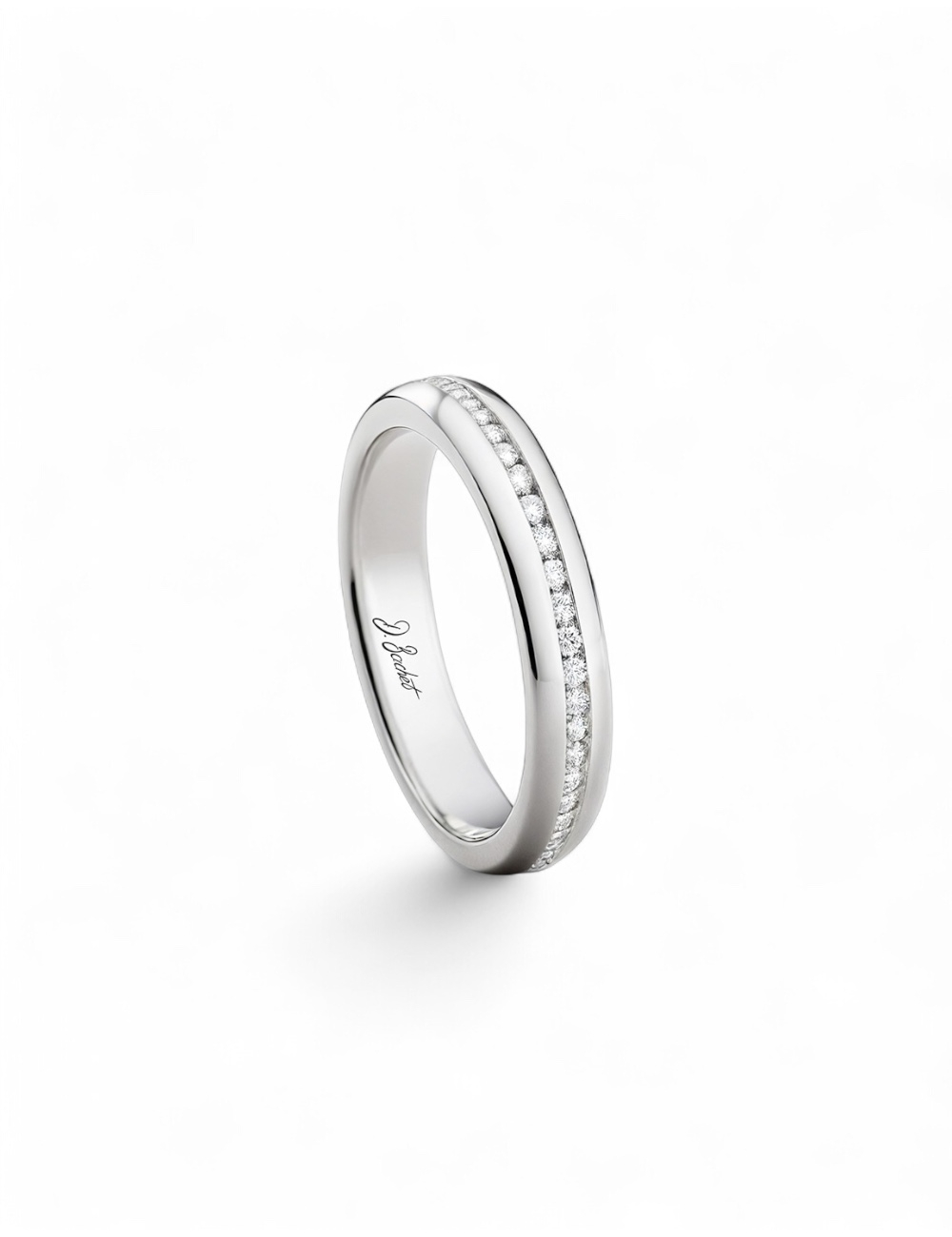 Alliance femme platine D.Bachet avec diamants blancs en serti rail.