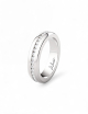 Platinum wedding band with white diamonds, rounded design, a timeless piece by D.Bachet.